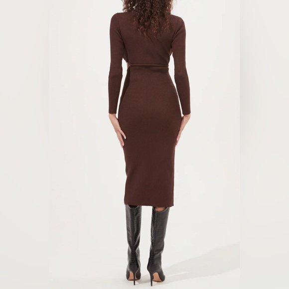 New ASTR The Label Alora Cutout Sweater Brown Midi Dress Sz L - Picture 6 of 8